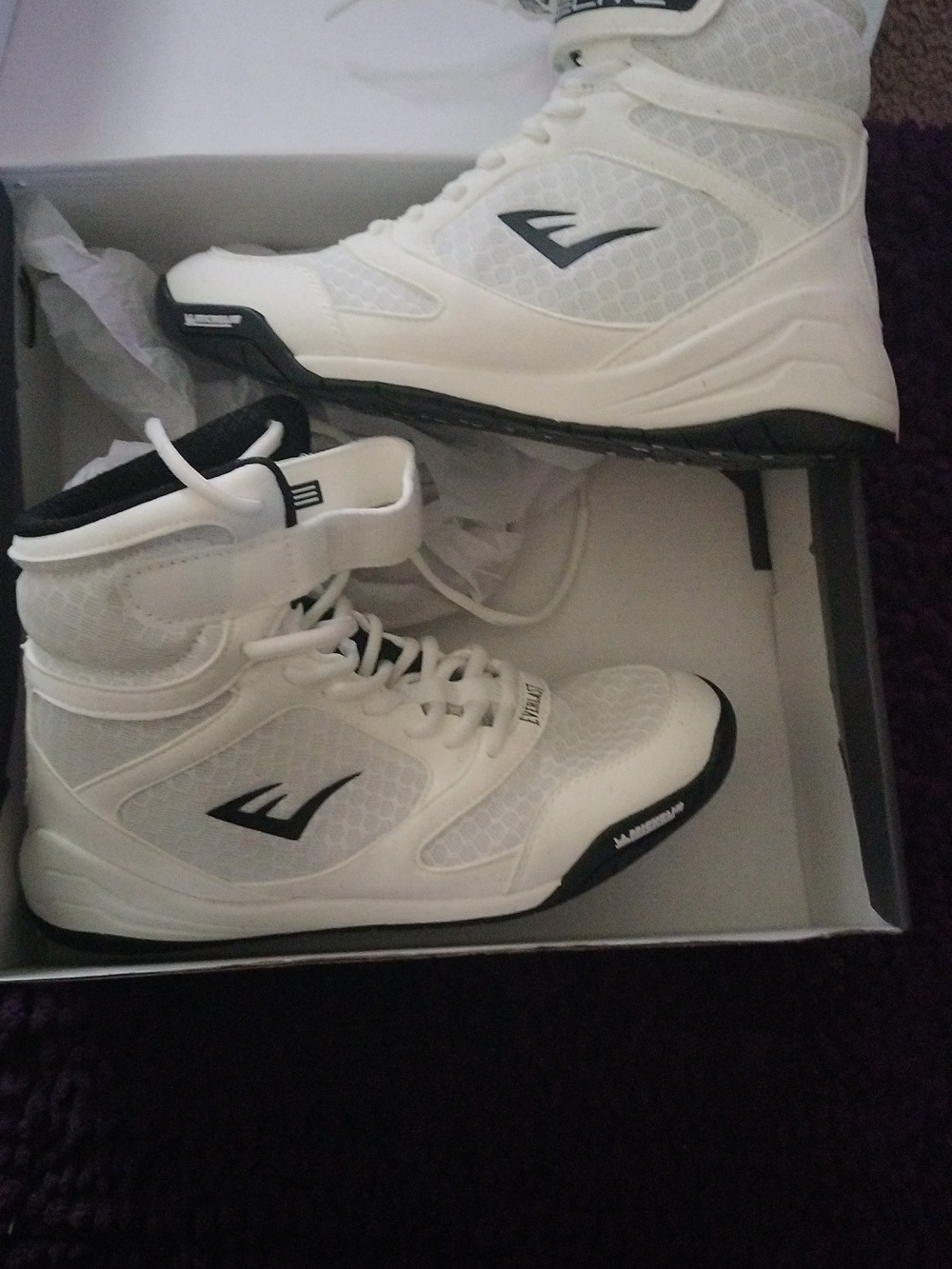 Everlast White and Black High-Top Men's Boxing Sneakers